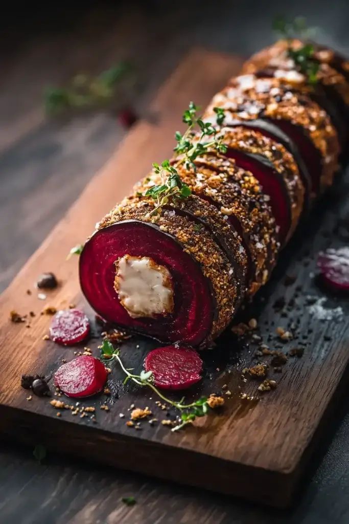 About roasted beet & goat heese log